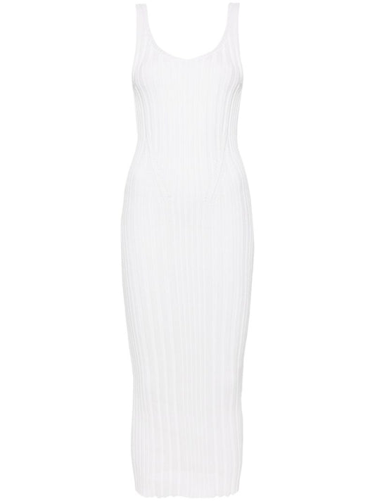 White the Ottilie Ribbed Midi Dress