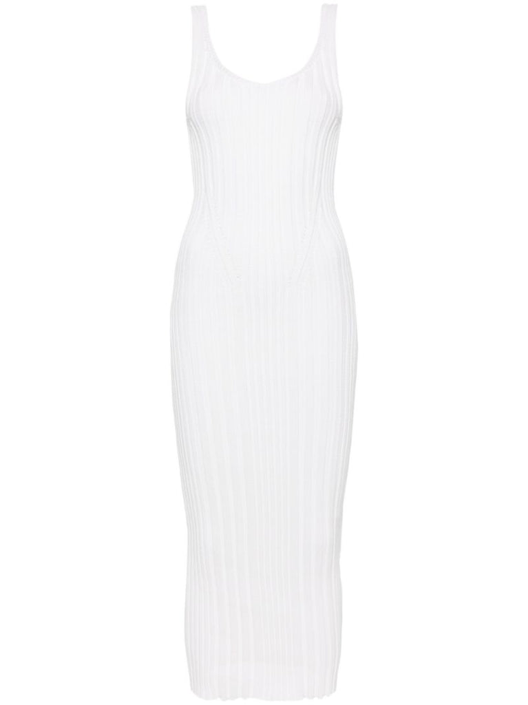 White the Ottilie Ribbed Midi Dress