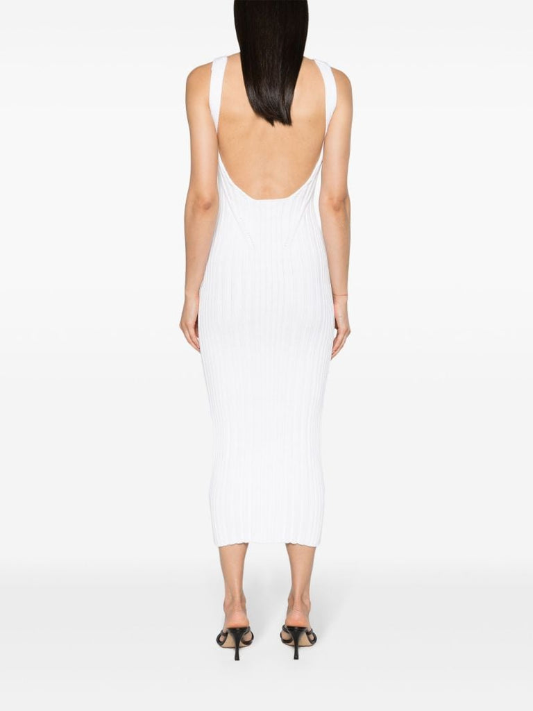 White the Ottilie Ribbed Midi Dress