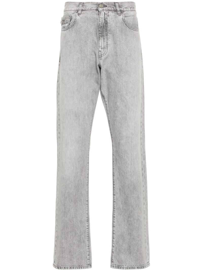 Grey Logo-appliquÃ_x0083_Â© Straight Jeans