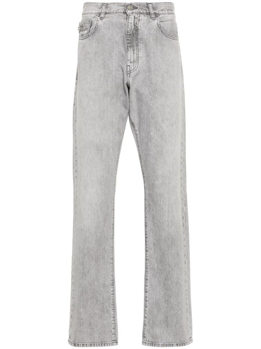 Grey Logo-appliquÃ_x0083_Â© Straight Jeans
