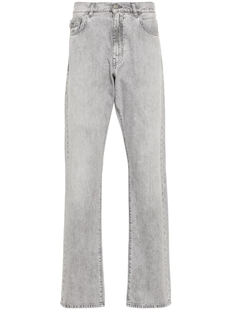 Grey Logo-appliquÃ_x0083_Â© Straight Jeans