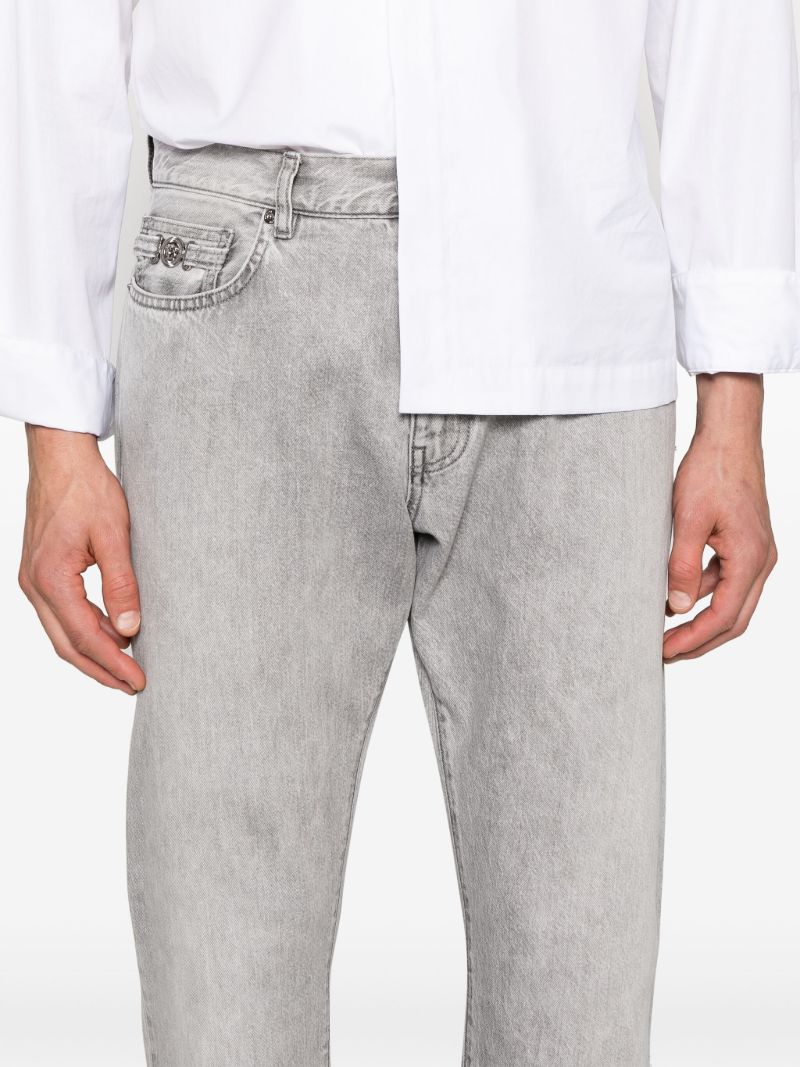 Grey Logo-appliquÃ_x0083_Â© Straight Jeans
