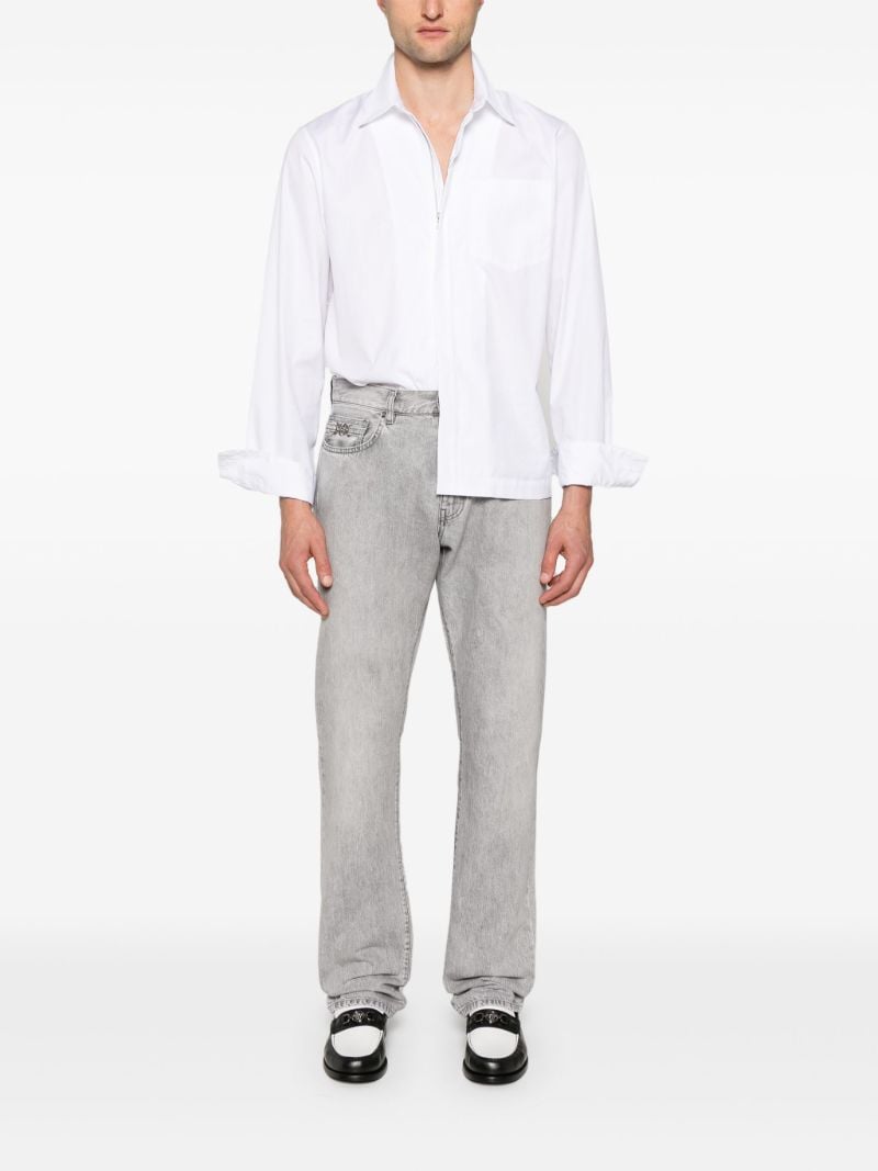Grey Logo-appliquÃ_x0083_Â© Straight Jeans