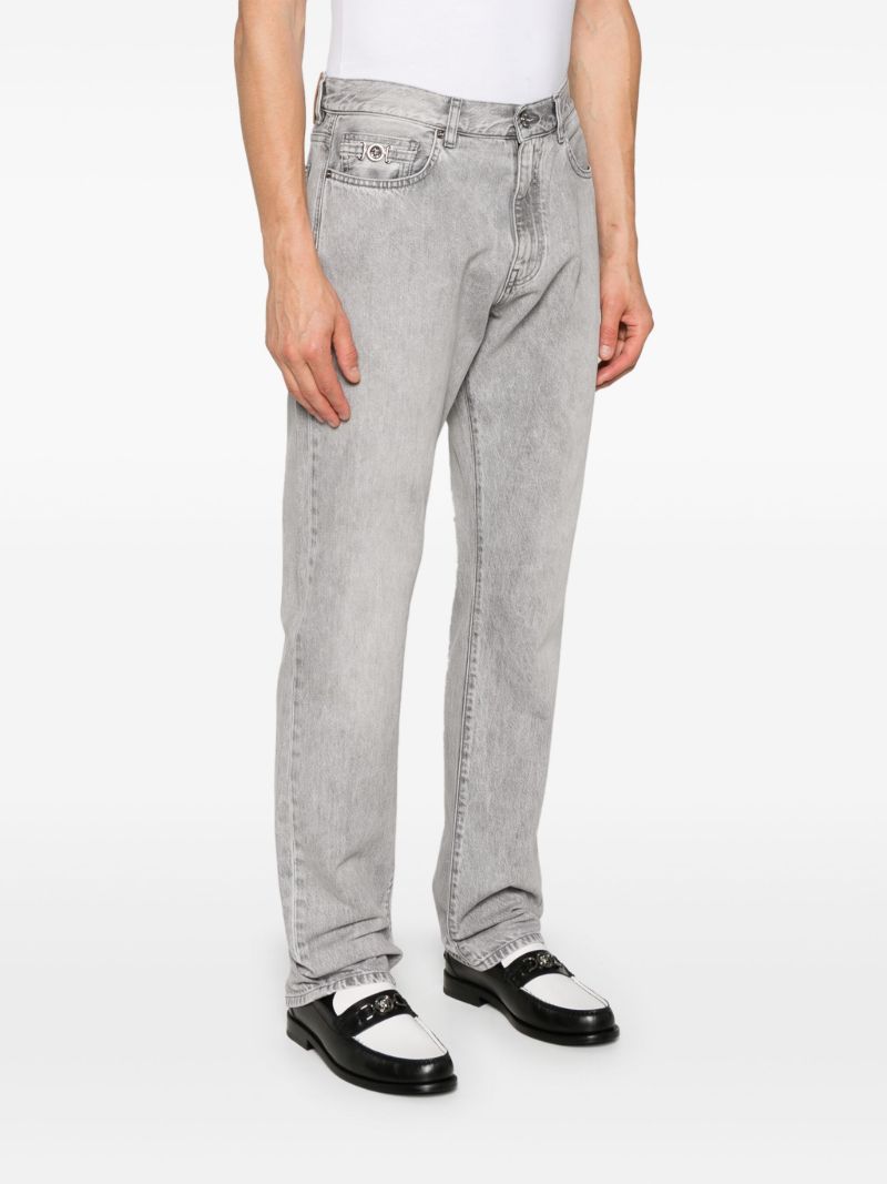 Grey Logo-appliquÃ_x0083_Â© Straight Jeans