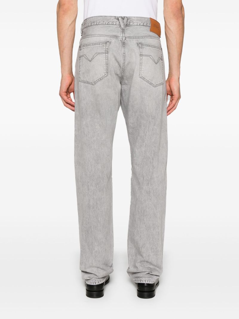 Grey Logo-appliquÃ_x0083_Â© Straight Jeans