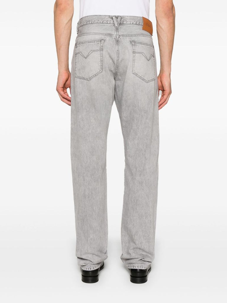 Grey Logo-appliquÃ_x0083_Â© Straight Jeans