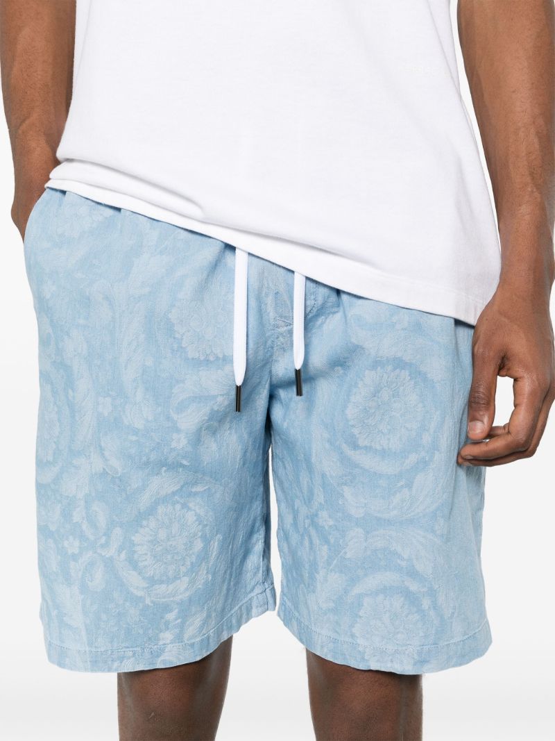 Blue Barocco Cotton Shorts