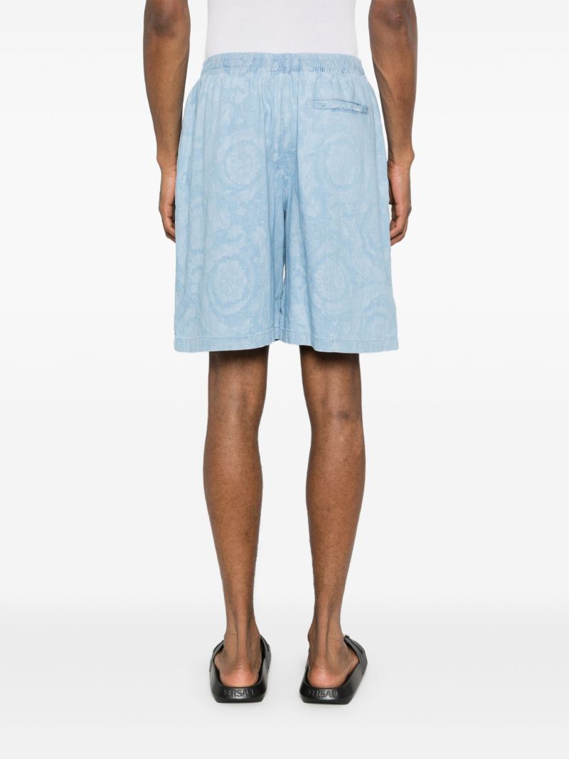 Blue Barocco Cotton Shorts