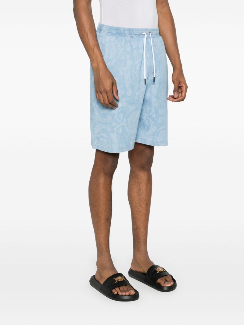 Blue Barocco Cotton Shorts