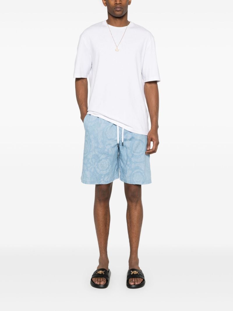 Blue Barocco Cotton Shorts