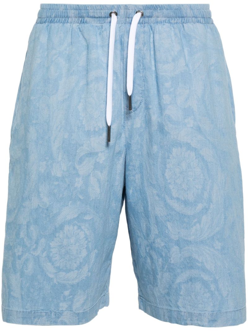 Blue Barocco Cotton Shorts