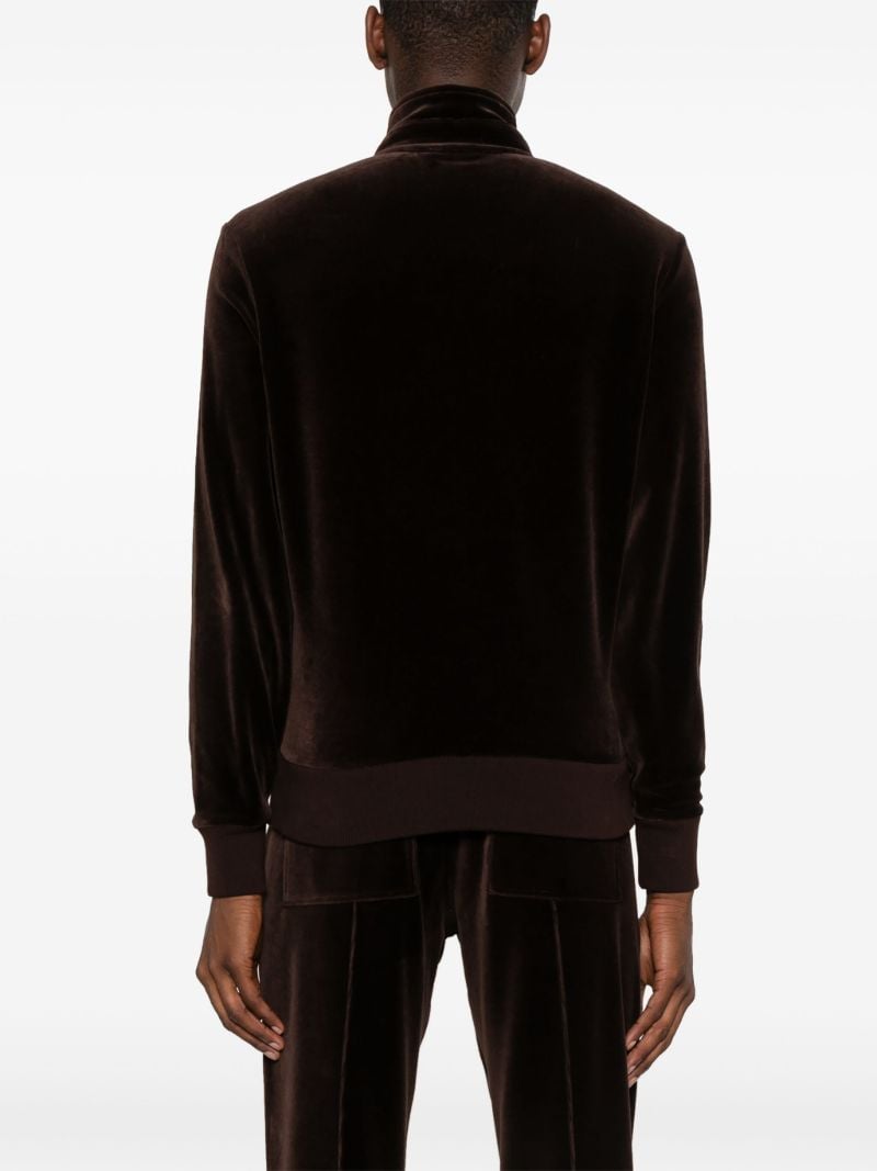 Brown Zip-up Velvet Track Jacket