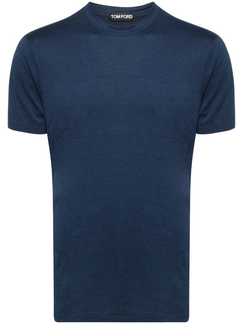 Blue Crew-neck Lyocell T-shirt