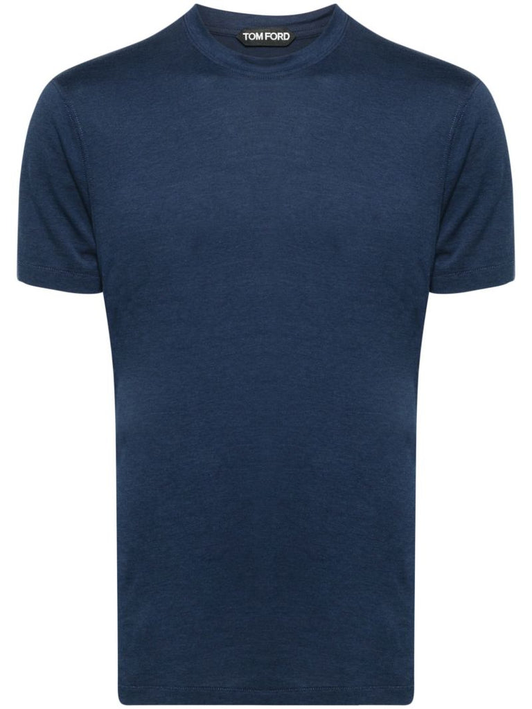 Blue Crew-neck Lyocell T-shirt