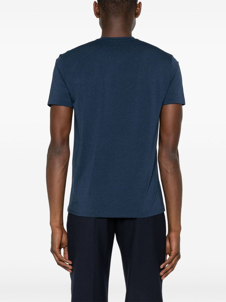 Blue Crew-neck Lyocell T-shirt