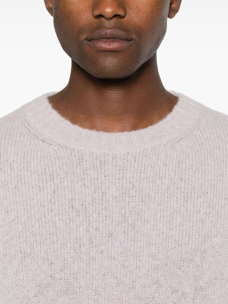 Pink Crew-neck Alpaca Wool Sweater