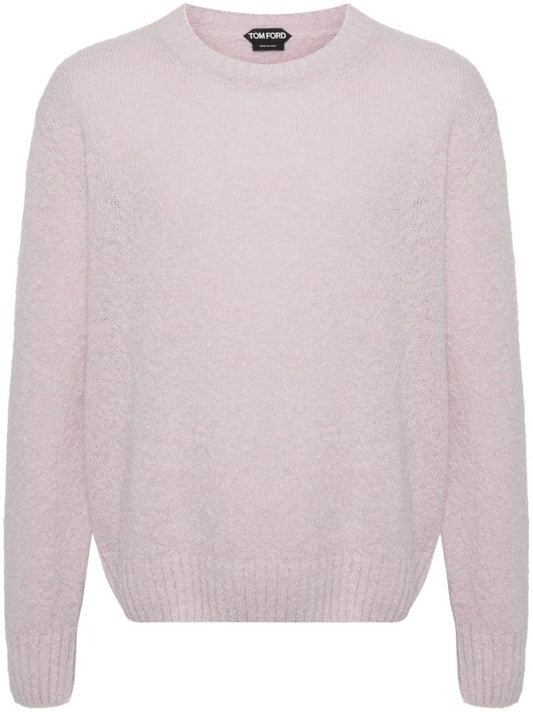 Pink Crew-neck Alpaca Wool Sweater