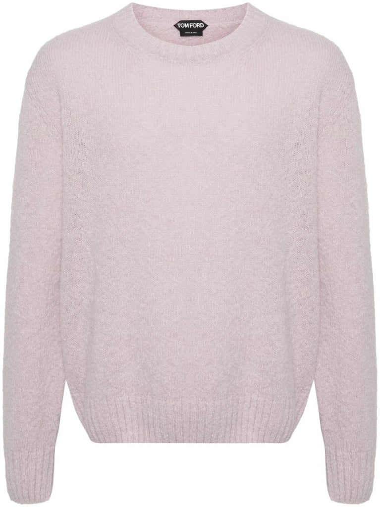 Pink Crew-neck Alpaca Wool Sweater