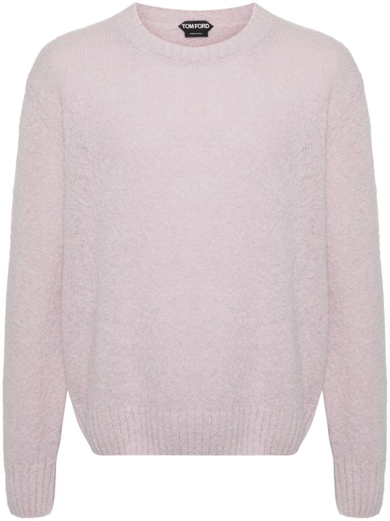 Pink Crew-neck Alpaca Wool Sweater
