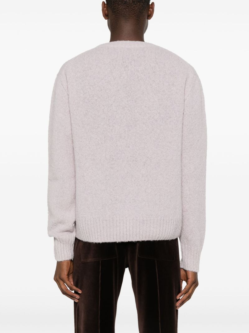 Pink Crew-neck Alpaca Wool Sweater