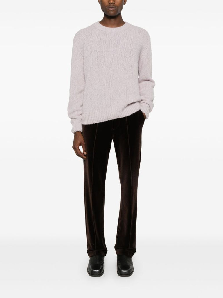 Pink Crew-neck Alpaca Wool Sweater