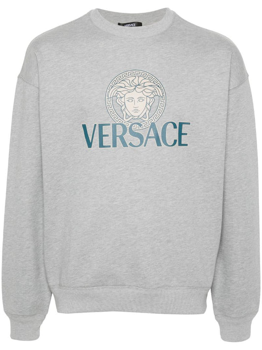 Grey Logo Print Cotton Sweatshirt