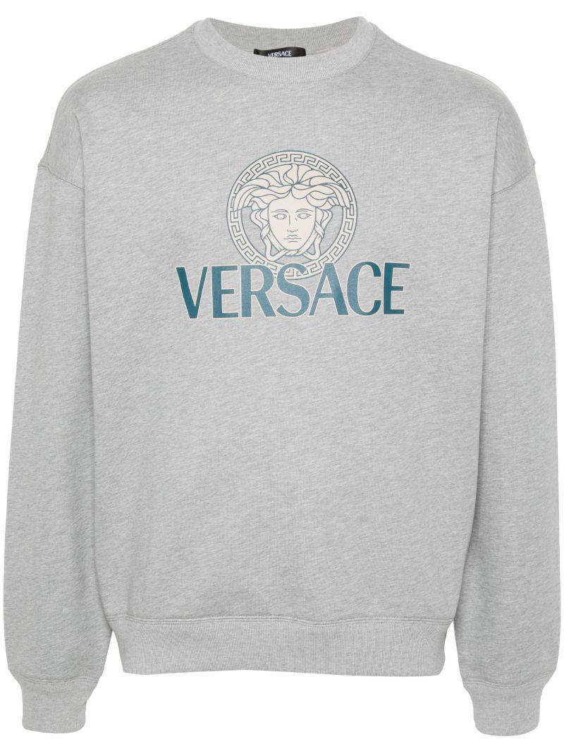 Grey Logo Print Cotton Sweatshirt