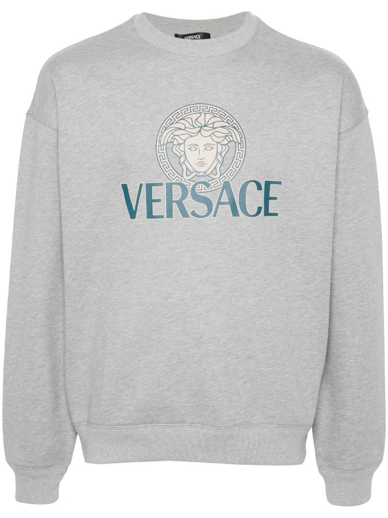 Grey Logo Print Cotton Sweatshirt