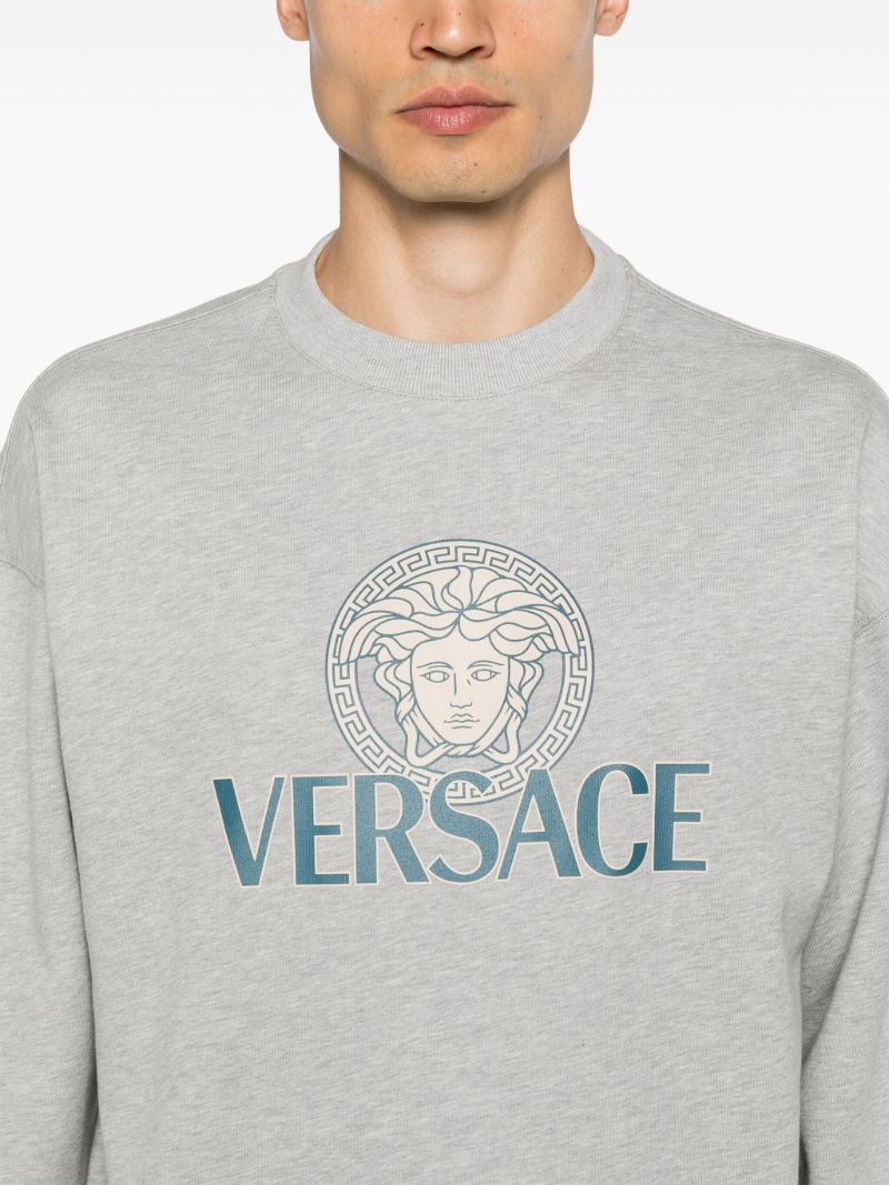 Grey Logo Print Cotton Sweatshirt