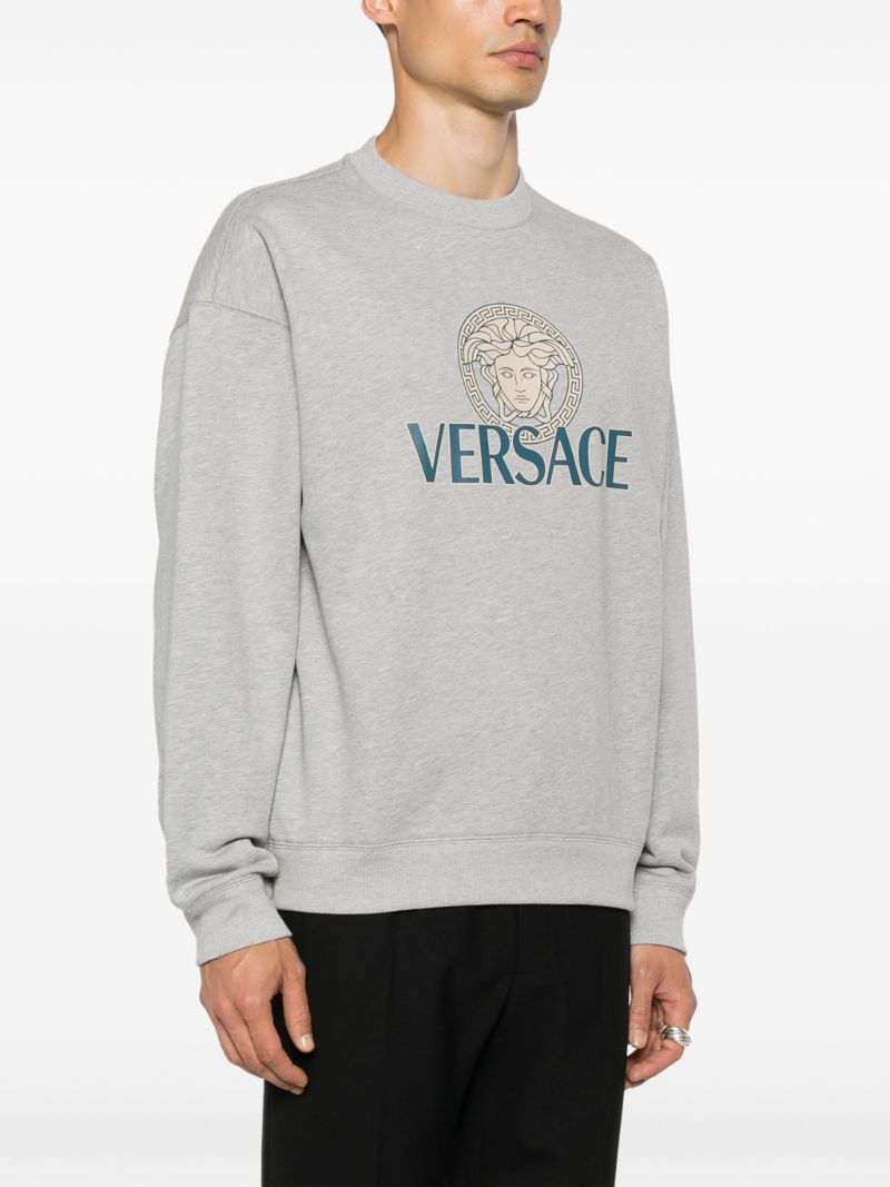 Grey Logo Print Cotton Sweatshirt