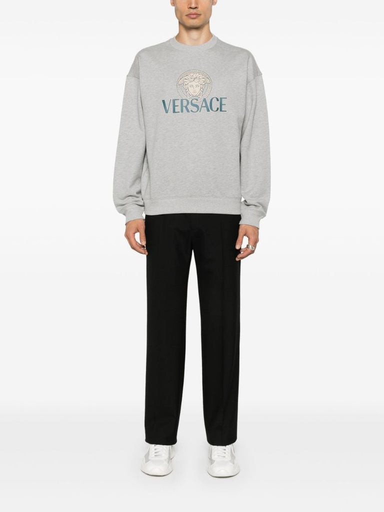 Grey Logo Print Cotton Sweatshirt