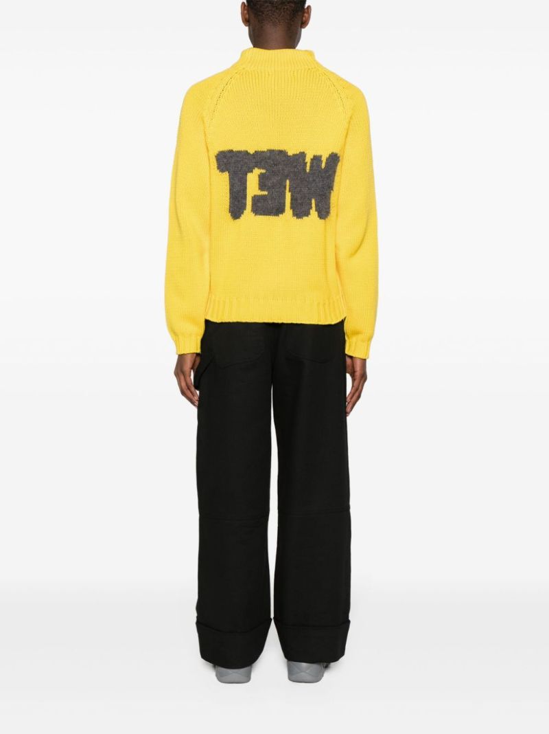 Yellow Wet Intarsia-knit Sweater