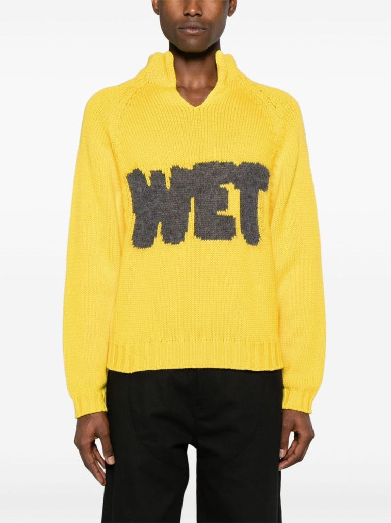 Yellow Wet Intarsia-knit Sweater