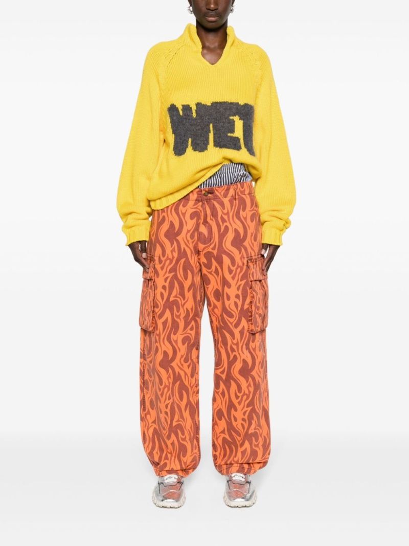 Yellow Wet Intarsia-knit Sweater