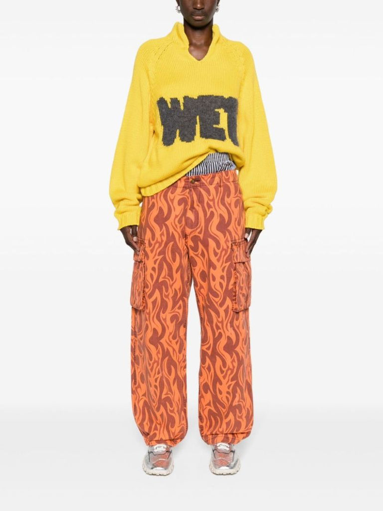 Yellow Wet Intarsia-knit Sweater