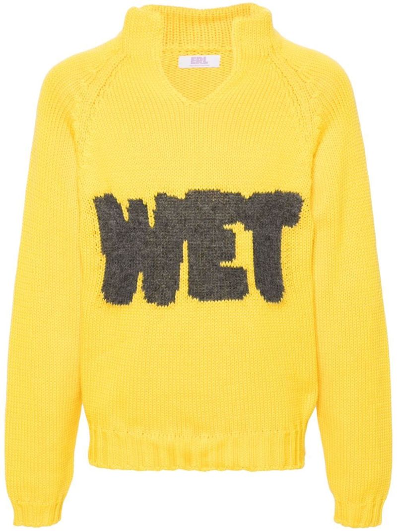 Yellow Wet Intarsia-knit Sweater