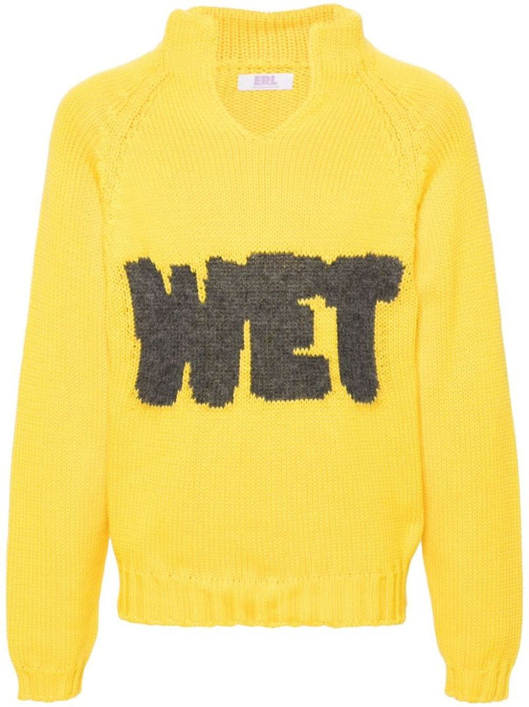 Yellow Wet Intarsia-knit Sweater