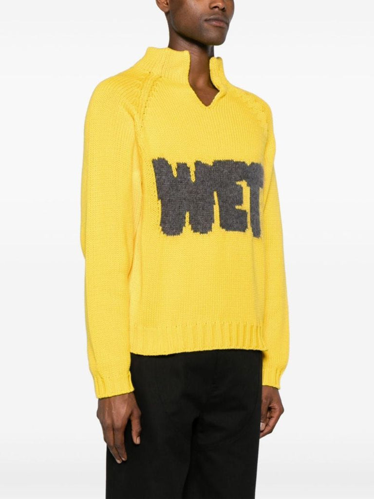 Yellow Wet Intarsia-knit Sweater