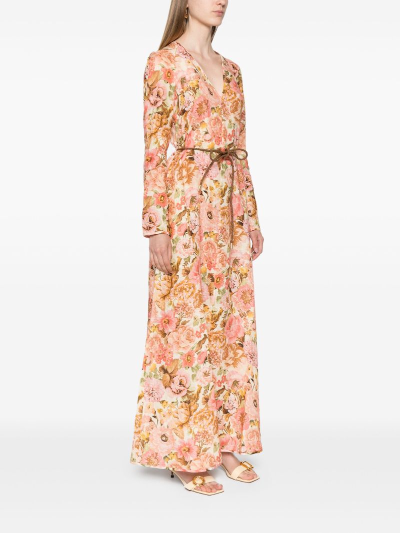 Pink Golden Linen Maxi Dress