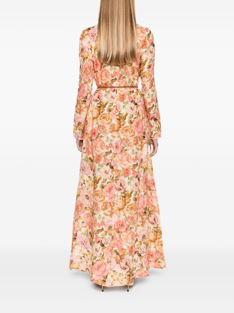 Pink Golden Linen Maxi Dress