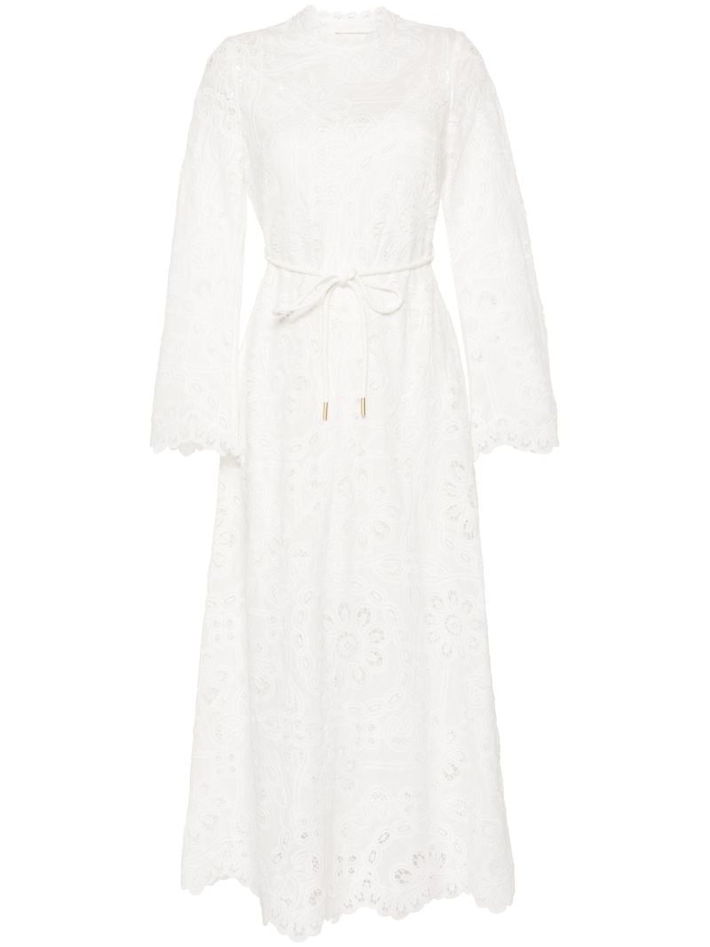 White Broderie Anglaise Long-sleeved Dress