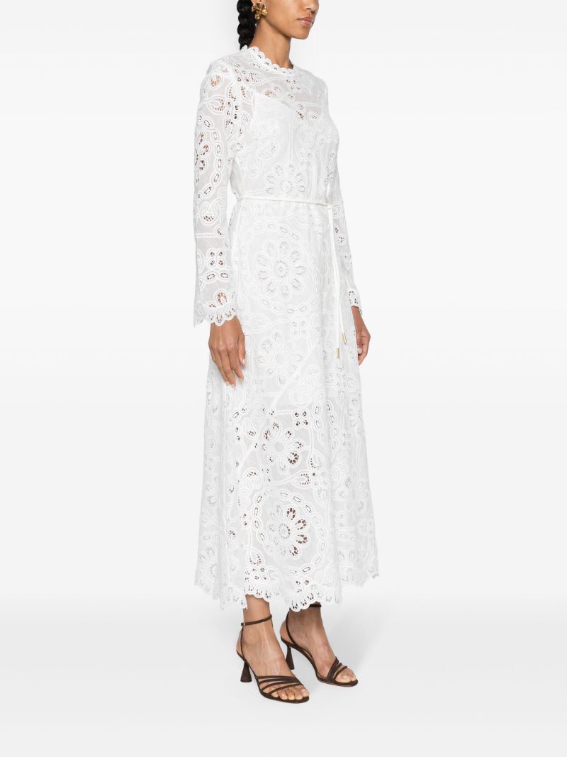 White Broderie Anglaise Long-sleeved Dress