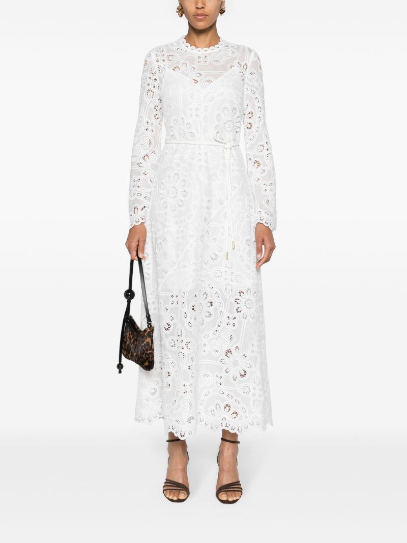 White Broderie Anglaise Long-sleeved Dress