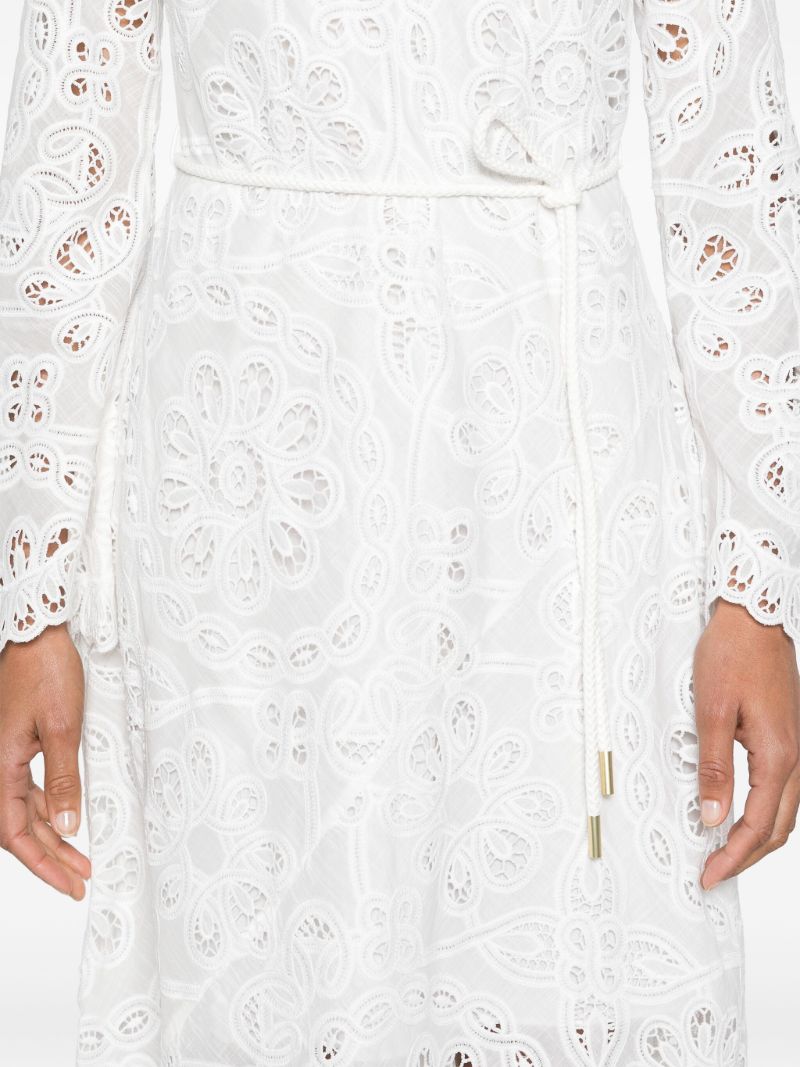 White Broderie Anglaise Long-sleeved Dress