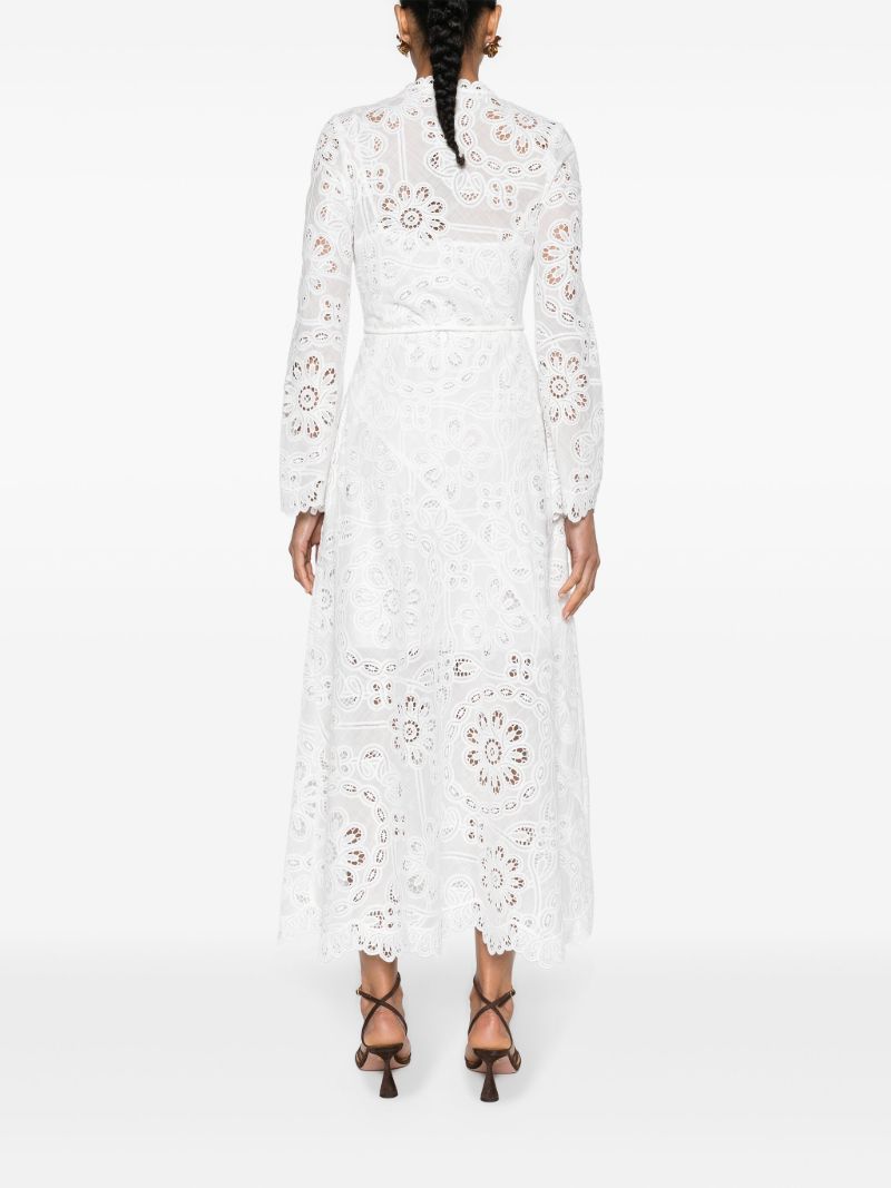 White Broderie Anglaise Long-sleeved Dress
