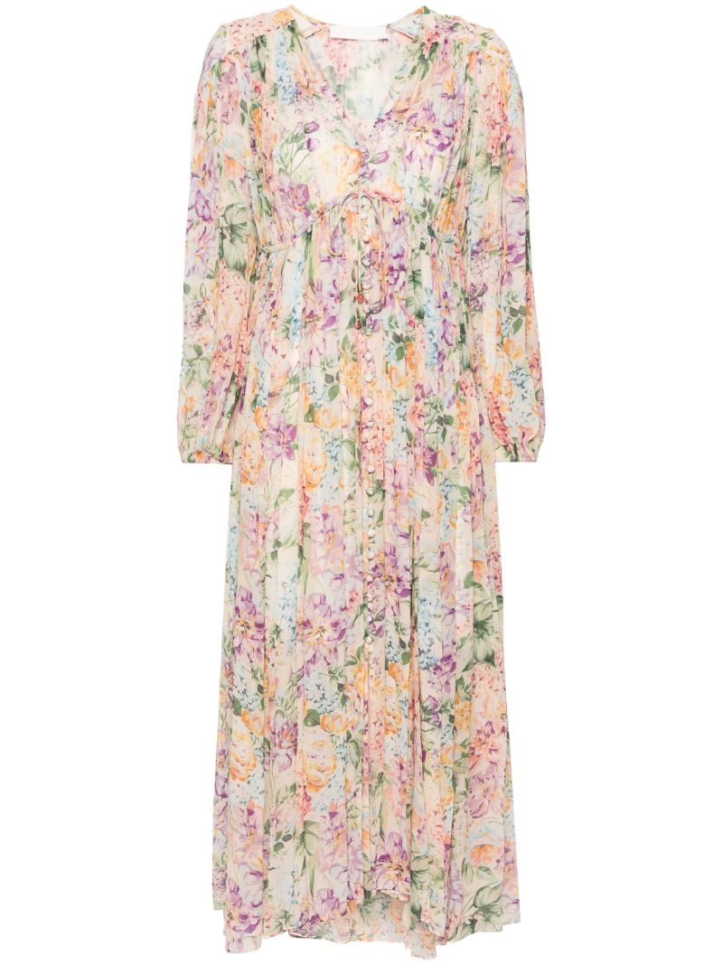 Multicolour Floral Viscose Long-sleeved Dress