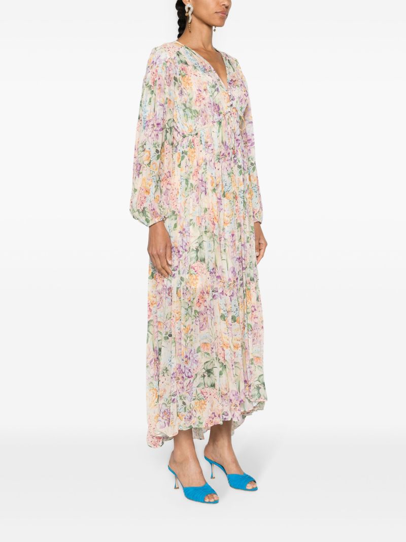 Multicolour Floral Viscose Long-sleeved Dress