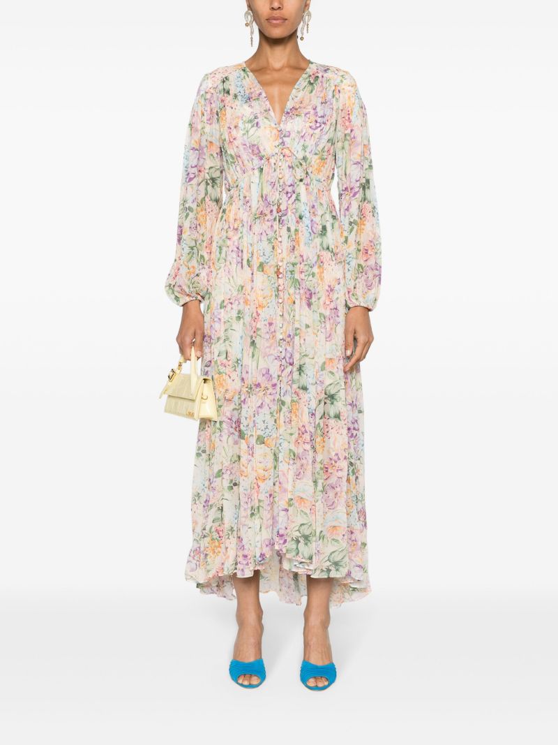 Multicolour Floral Viscose Long-sleeved Dress
