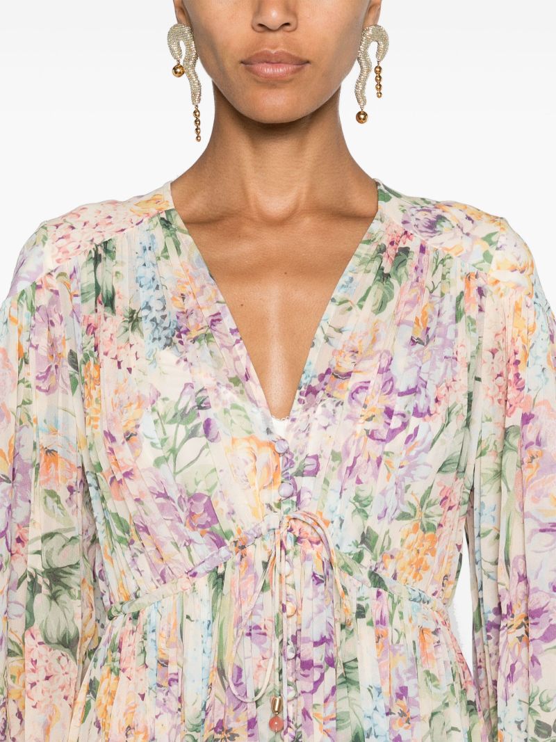 Multicolour Floral Viscose Long-sleeved Dress